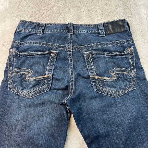 Silver Jeans Mens 34x32 Blue Gordie Loose Fit Straight Leg Faded Dark Wash Denim - Picture 11 of 11